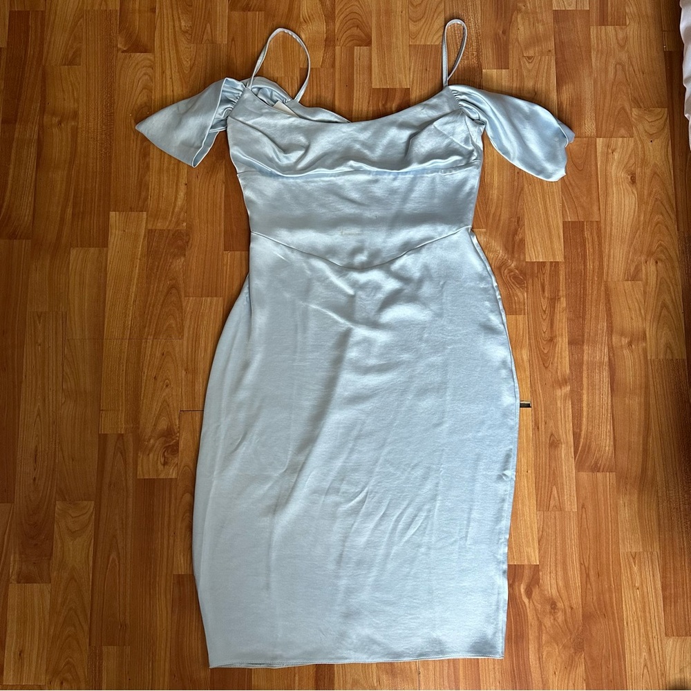 Elegant Light Blue Off-Shoulder Dress